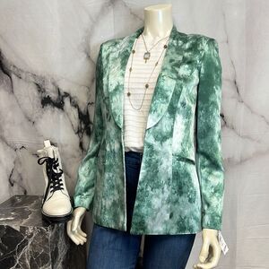 INC International teal silk print blazer